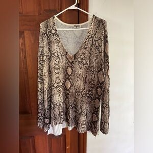 Show me your mumu oversized snakeskin v neck sweater